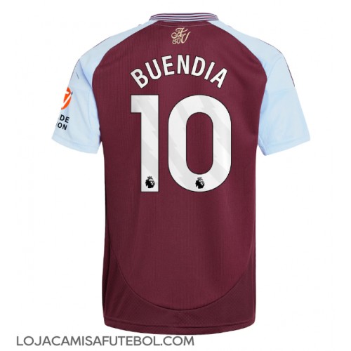Camisa de Futebol Aston Villa Emiliano Buendia #10 Equipamento Principal 2024-25 Manga Curta